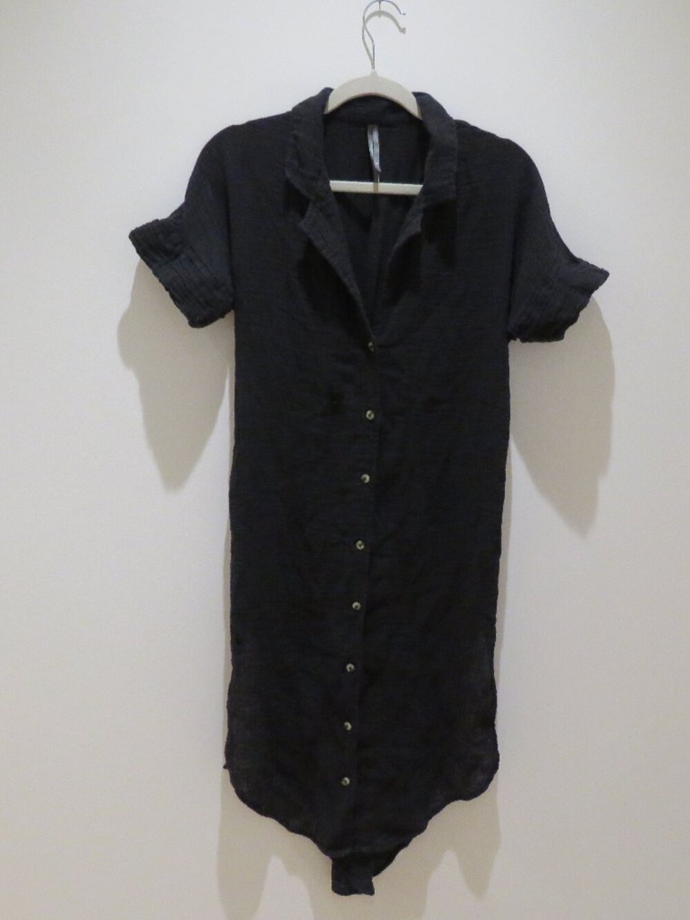 BY ANTHROPOLOGIE Lucia Sheer Midi Dress Black XS Gauzy Cover Up Vacation Minimal - Picture 3 of 13